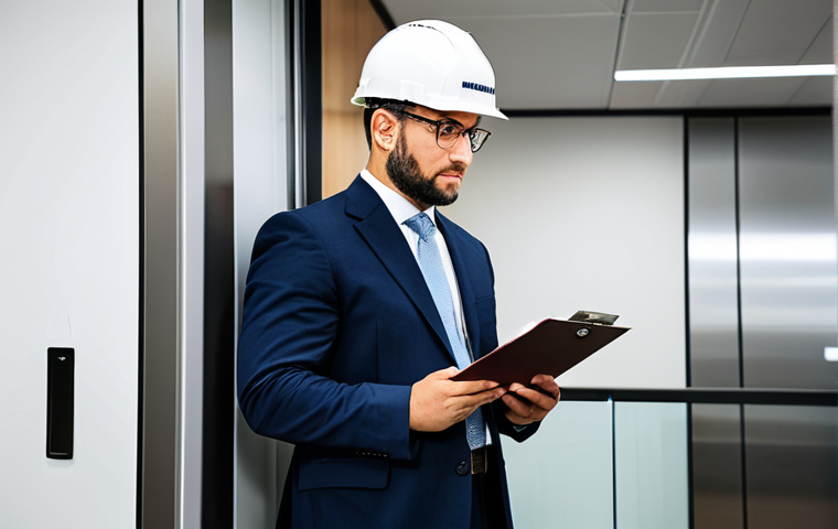 **Prompt:** "A responsible building manager, fully clothed in professional attire, reviewing a lift inspection report in a well-lit office. Safe for work, appropriate content, perfect anatomy, correct proportions, professional, modest clothing, family-friendly, ensuring elevator safety regulations are met, high quality."