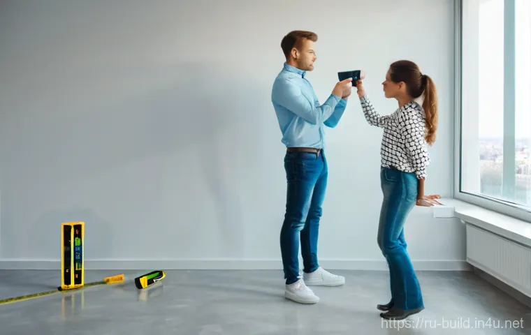 건물 하자보수 체크리스트 - **Image Prompt: Diligent New Apartment Handover Inspection**
A bright, clean, and modern unfurni...